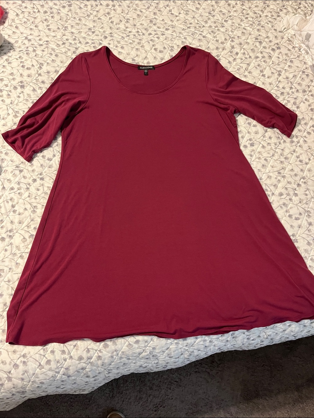 Eileen Fisher Scoop Neck Swing Tunic - Burgundy
